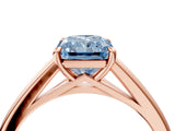 Rose gold Fancy Blue Radiant  Solitaire Engagement Ring with Four-Prong Setting and Classic Band 4
