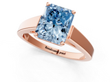 Rose gold Fancy Blue Radiant  Solitaire Engagement Ring with Four-Prong Setting and Tapered Band_4