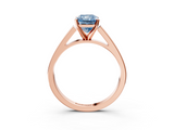 Rose gold Fancy Blue Radiant  Solitaire Engagement Ring with Four-Prong Setting and Tapered Band_6