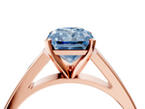 Rose gold Fancy Blue Radiant  Solitaire Engagement Ring with Four-Prong Setting and Tapered Band_7