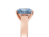 Rose gold Fancy Blue Radiant  Solitaire Engagement Ring with Four-Prong Setting and Tapered Band_8