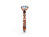 Rose gold Fancy Blue Radiant  Solitaire Engagement Ring with Scrollwork Band and Four-Prong Setting_118