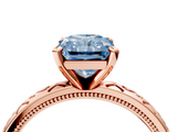 Rose gold Fancy Blue Radiant  Solitaire Engagement Ring with Scrollwork Band and Four-Prong Setting_120