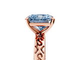 Rose gold Fancy Blue Radiant  Solitaire Engagement Ring with Scrollwork Band and Four-Prong Setting_121