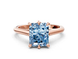 Rose gold Fancy Blue Radiant  Solitaire Engagement Ring with Six-Prong Setting and Classic Band 1