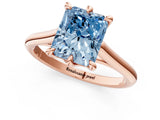 Rose gold Fancy Blue Radiant  Solitaire Engagement Ring with Six-Prong Setting and Classic Band 2