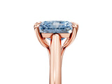 Rose gold Fancy Blue Radiant  Solitaire Engagement Ring with Six-Prong Setting and Classic Band