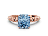 Rose gold Fancy Blue Radiant  Solitaire Floral Milgrain Engagement Ring_31