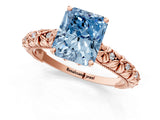 Rose gold Fancy Blue Radiant  Solitaire Floral Milgrain Engagement Ring_32