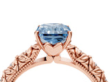 Rose gold Fancy Blue Radiant  Solitaire Floral Milgrain Engagement Ring_35