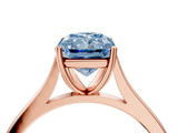 Rose gold Fancy Blue Radiant  Solitaire Heart Prong Engagement Ring with Tapered Band_59