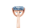Rose gold Fancy Blue Radiant  Solitaire Heart Prong Engagement Ring with Tapered Band_60