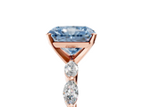 Rose gold Fancy Blue Radiant  Solitaire Marquise Side Stone Prong Setting Ring_47