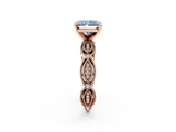 Rose gold Fancy Blue Radiant  Solitaire Milgrain Diamond Engagement Ring with Bezel and Marquise Band_128