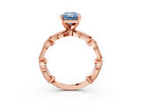 Rose gold Fancy Blue Radiant  Solitaire Milgrain Diamond Engagement Ring with Bezel and Marquise Band_129