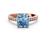 Rose gold Fancy Blue Radiant  Solitaire Pavé Band Prong Setting Ring_20