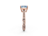 Rose gold Fancy Blue Radiant  Solitaire Pavé Band Prong Setting Ring_22