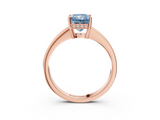 Rose gold Fancy Blue Radiant  Solitaire Pavé Band Prong Setting Ring_23
