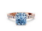 Rose gold Fancy Blue Radiant  Solitaire Pavé Band with Four-Prong Setting_157