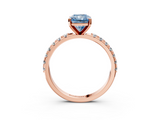 Rose gold Fancy Blue Radiant  Solitaire Pavé Band with Four-Prong Setting_160