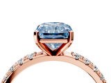Rose gold Fancy Blue Radiant  Solitaire Pavé Band with Four-Prong Setting_161