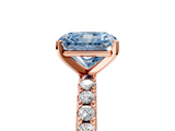 Rose gold Fancy Blue Radiant  Solitaire Pavé Band with Four-Prong Setting_162