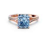 Rose gold Fancy Blue Radiant  Solitaire Pavé Band with Four-Prong Setting_28
