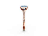 Rose gold Fancy Blue Radiant  Solitaire Pavé Band with Four-Prong Setting_30