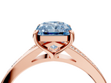 Rose gold Fancy Blue Radiant  Solitaire Pavé Band with Four-Prong Setting_32