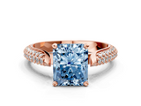Rose gold Fancy Blue Radiant  Solitaire Pavé Diamond Engagement Ring with Four-Prong Setting_130