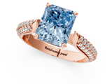 Rose gold Fancy Blue Radiant  Solitaire Pavé Diamond Engagement Ring with Four-Prong Setting_131