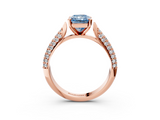 Rose gold Fancy Blue Radiant  Solitaire Pavé Diamond Engagement Ring with Four-Prong Setting_133