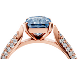Rose gold Fancy Blue Radiant  Solitaire Pavé Diamond Engagement Ring with Four-Prong Setting_134