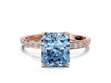 Rose gold Fancy Blue Radiant  Solitaire Pavé Diamond Engagement Ring with Four-Prong Setting_56