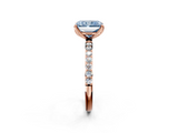 Rose gold Fancy Blue Radiant  Solitaire Pavé Diamond Engagement Ring with Four-Prong Setting_58