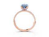 Rose gold Fancy Blue Radiant  Solitaire Pavé Diamond Engagement Ring with Four-Prong Setting_59