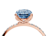Rose gold Fancy Blue Radiant  Solitaire Pavé Diamond Engagement Ring with Four-Prong Setting_60