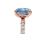 Rose gold Fancy Blue Radiant  Solitaire Pavé Diamond Engagement Ring with Four-Prong Setting_61