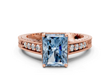 Rose gold Fancy Blue Radiant  Solitaire Pavé Diamond Milgrain Engagement Ring with Four-Prong Setting_3