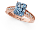 Rose gold Fancy Blue Radiant  Solitaire Pavé Diamond Milgrain Engagement Ring with Four-Prong Setting_4