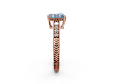 Rose gold Fancy Blue Radiant  Solitaire Pavé Diamond Milgrain Engagement Ring with Four-Prong Setting_5