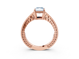 Rose gold Fancy Blue Radiant  Solitaire Pavé Diamond Milgrain Engagement Ring with Four-Prong Setting_6