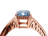 Rose gold Fancy Blue Radiant  Solitaire Pavé Diamond Milgrain Engagement Ring with Four-Prong Setting_7