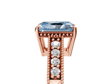 Rose gold Fancy Blue Radiant  Solitaire Pavé Diamond Milgrain Engagement Ring with Four-Prong Setting_8