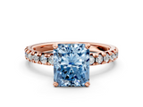 Rose gold Fancy Blue Radiant  Solitaire Pave Diamond Engagement Ring with Four-Prong Setting_265
