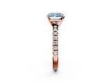 Rose gold Fancy Blue Radiant  Solitaire Pave Diamond Engagement Ring with Four-Prong Setting_267