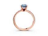 Rose gold Fancy Blue Radiant  Solitaire Pave Diamond Engagement Ring with Four-Prong Setting_268