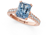 Rose gold Fancy Blue Radiant  Solitaire Pave Diamond Engagement Ring with Prong Setting_20