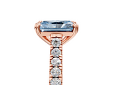 Rose gold Fancy Blue Radiant  Solitaire Pave Diamond Engagement Ring with Prong Setting_24