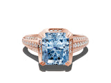 Rose gold Fancy Blue Radiant  Solitaire Pave Split Shank Ring with Four-Prong Setting_81